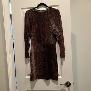 NWT mini brown speckled long sleeve dress.